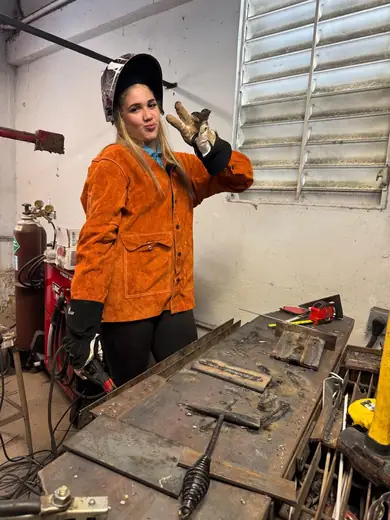 Structural Cutting and Welding practice with safety equipment.