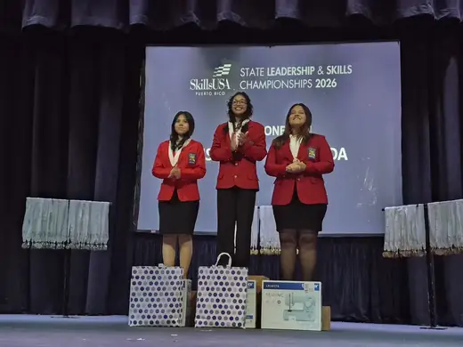 SkillsUSA High Fashion Design competition podium.