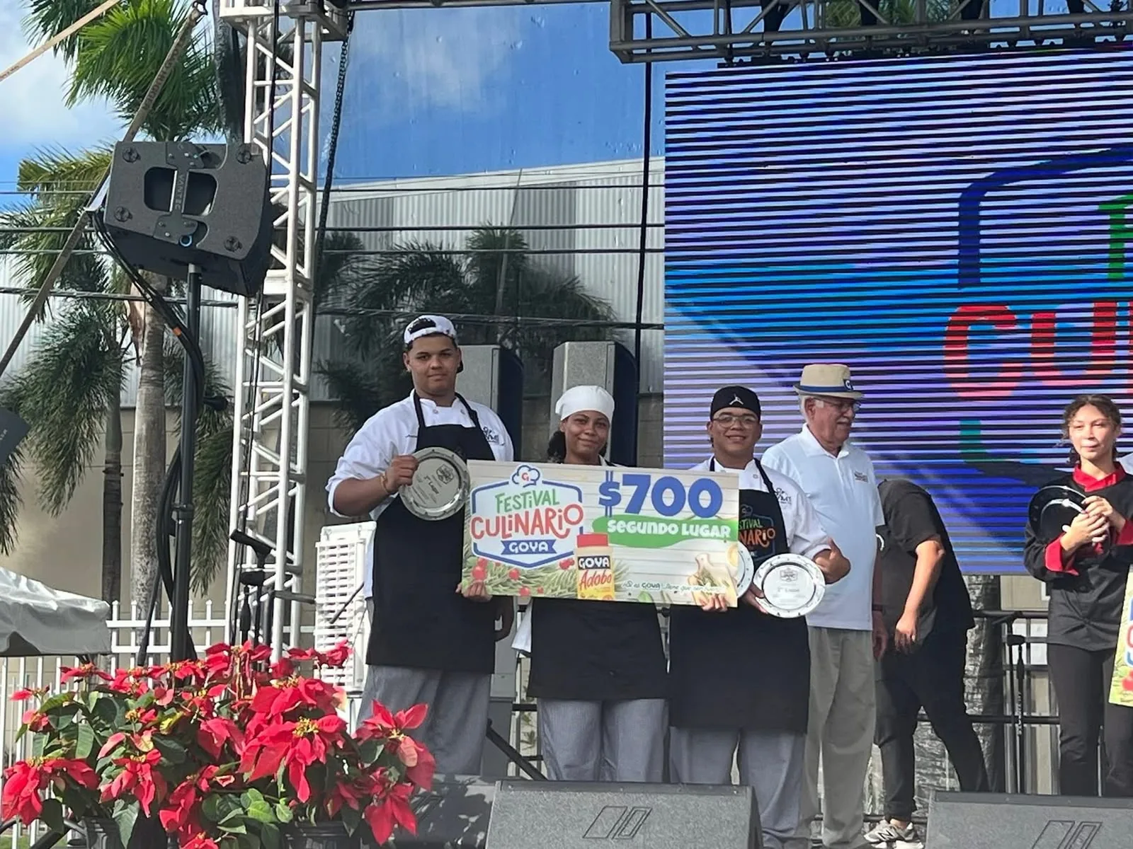 Students receiving recognition at the Goya Culinary Festival